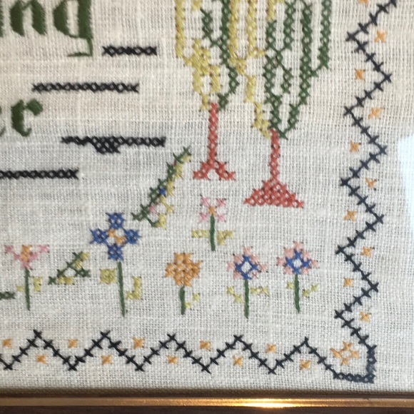 Vintage “Grandchildren” Cross Stitch on Linen Framed - Picture 6 of 8